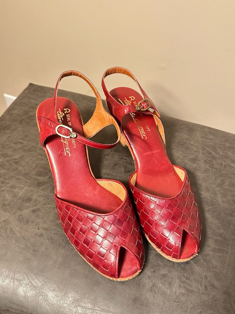 Vintage Etienne Aigner Woven Slingback Sandals